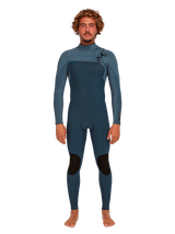O'Neill Mens Hyperfreak 4/3+ Chest Zip Wetsuit - Dark Orien/Copen Blue
