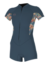 O'Neill Womens Bahia 2/1 Front Zip Shorty - Copenblu/Painted Tropics/Copenblu