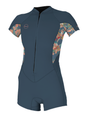 O'Neill Womens Bahia 2/1 Front Zip Shorty - Copenblu/Painted Tropics/Copenblu