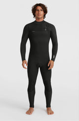 O'Neill Mens Hyperfreak 4/3+ Chest Zip Wetsuit - Black/Black