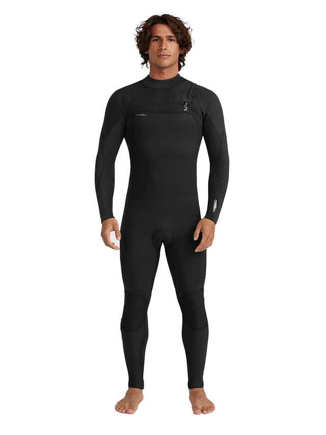 O'Neill Mens Hyperfreak 4/3+ Chest Zip Wetsuit - Black/Black