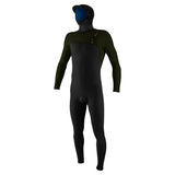 O'Neill Mens Hyperfreak 5/4+ Hooded Wetsuit - Black/Ranger