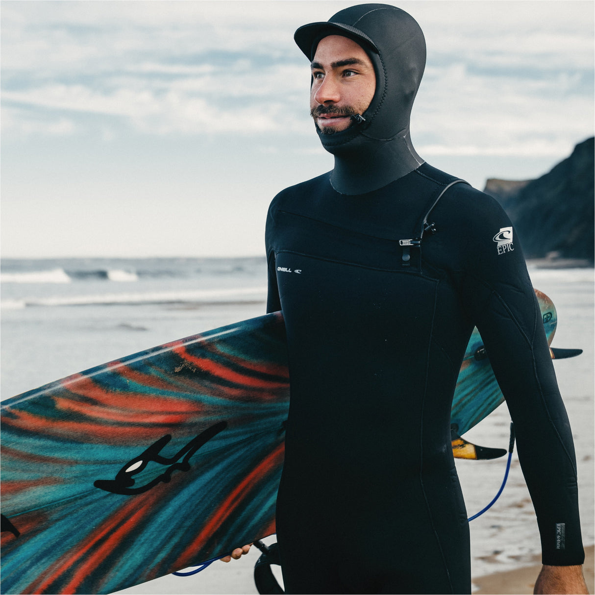 O'Neill Mens Epic 6/4 Hooded Chest Zip Wetsuit - Black