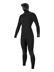O'Neill Womens Hyperfreak 5/4+ Hooded Chest Zip Wetsuit - Black