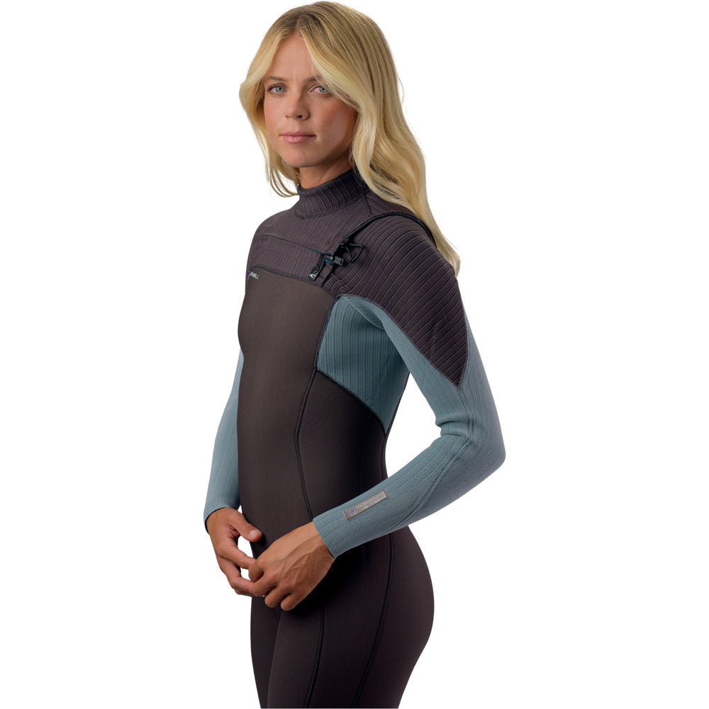 O'Neill Womens Hyperfreak 4/3+ Chest Zip Wetsuit - Arabica/Tradewinds