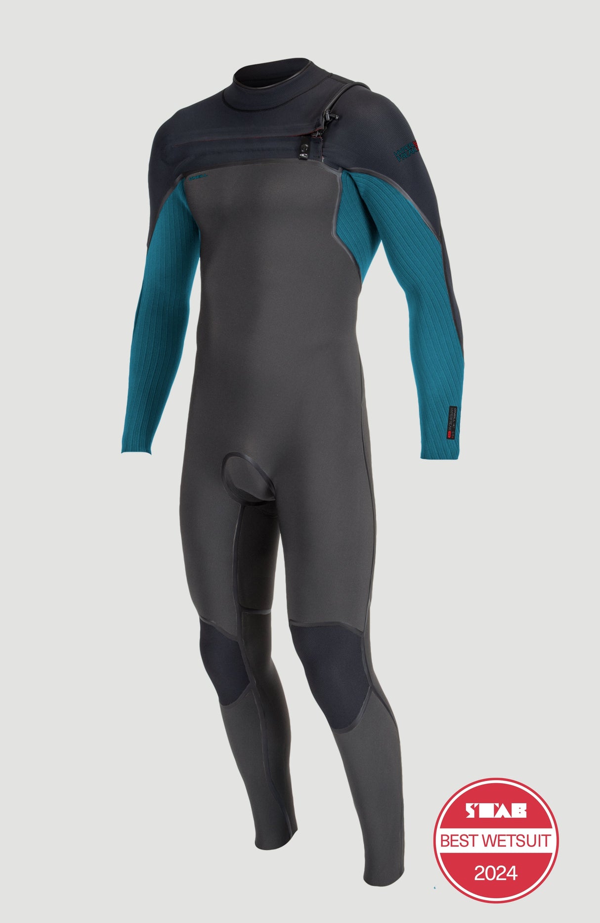 O'Neill Youth Hyperfreak 5/4+ Chest Zip Wetsuit - MIdnight/Black/Tidepool