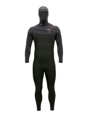 Alder Mens EVO Fire MX Hooded 6/4 Chest Zip Wetsuit - Black