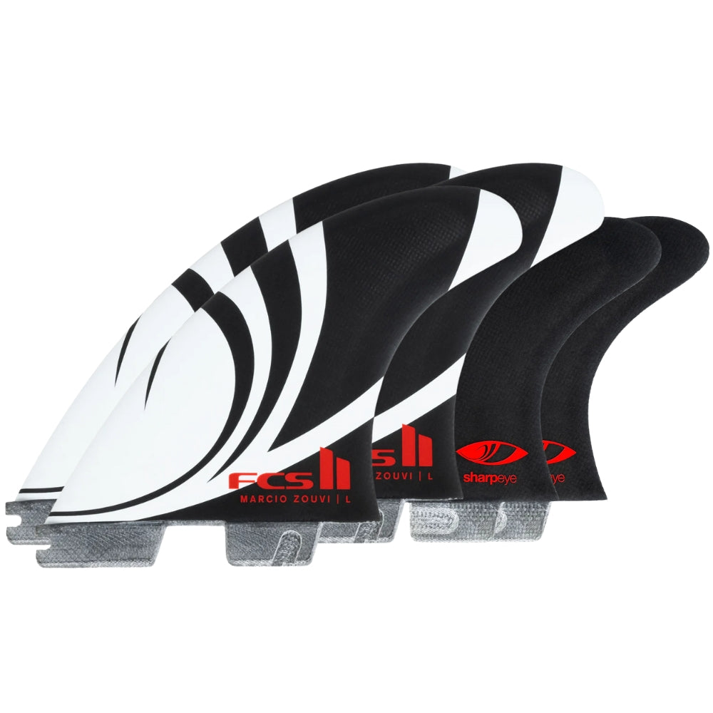 FCS 2 Sharpeye PC Tri-Quad Fins - Black/White
