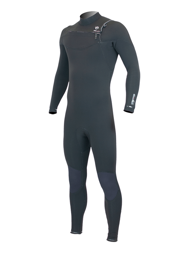 Alder Mens EVO Fire 5/4 Chest Zip Wetsuit - Black