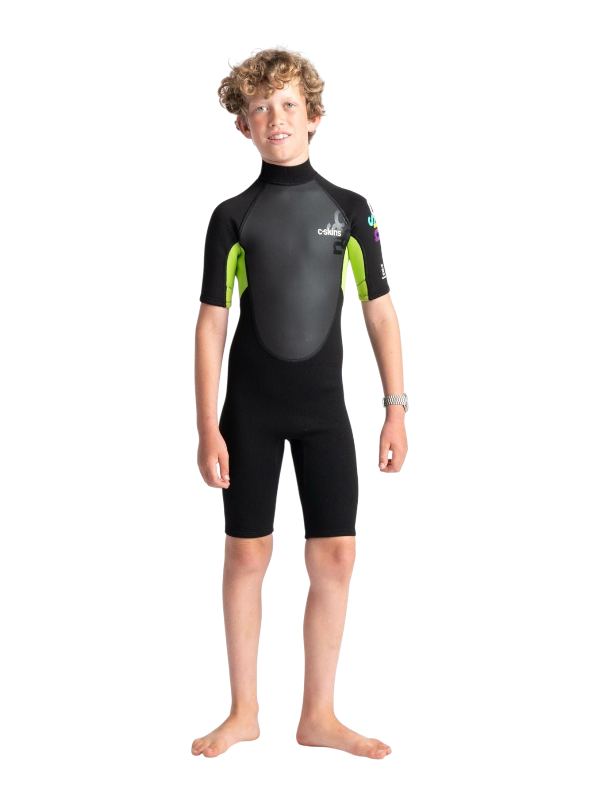 C-Skins Junior Element 3/2 Shorty - Black/Lime/Multi