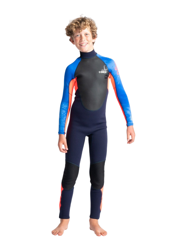 C-Skins Junior Element 3/2 Wetsuit - Slate/Red/Blue Tie-Dye