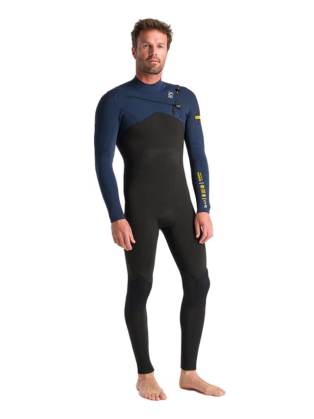 C-Skins Mens NuWave Session 3/2 Chest Zip Wetsuit - Bluestone/Black X/Saffron