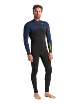 C-Skins Mens NuWave Session 3/2 Chest Zip Wetsuit - Bluestone/Black X/Saffron