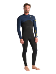 C-Skins Mens NuWave Session 3/2 Chest Zip Wetsuit - Bluestone/Black X/Saffron