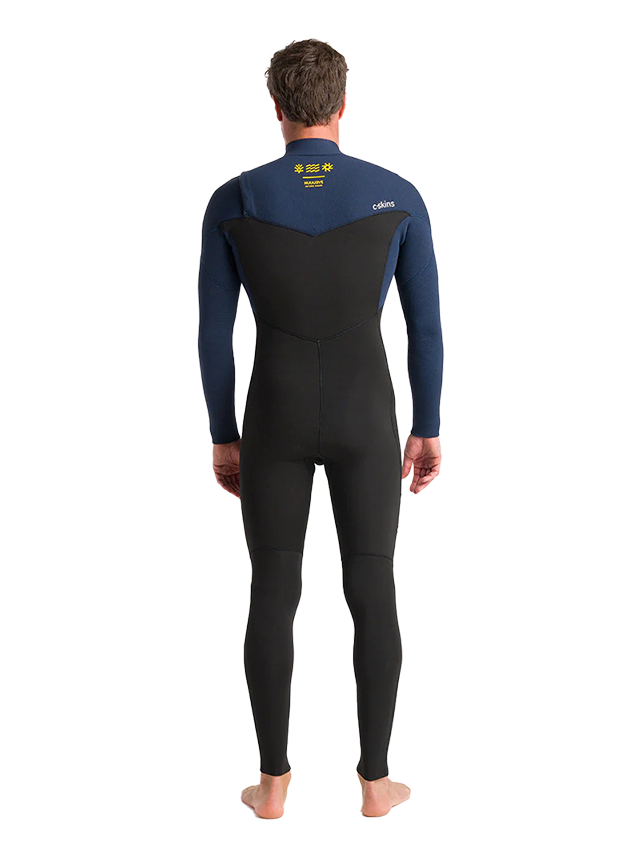 C-Skins Mens NuWave Session 3/2 Chest Zip Wetsuit - Bluestone/Black X/Saffron
