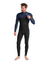 C-Skins Mens NuWave Session 4/3 Chest Zip Wetsuit - Black X/Bluestone/Saffron