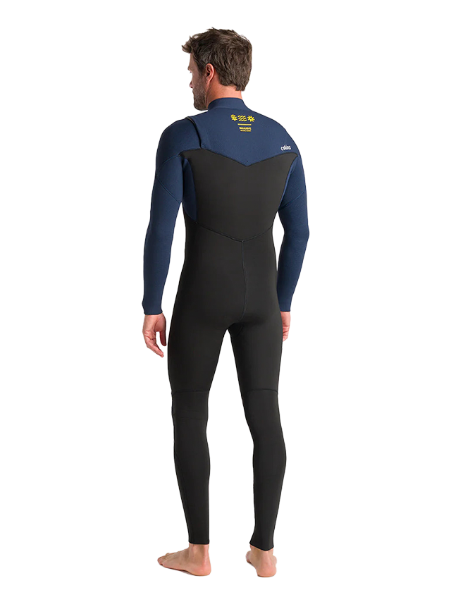 C-Skins Mens NuWave Session 4/3 Chest Zip Wetsuit - Black X/Bluestone/Saffron