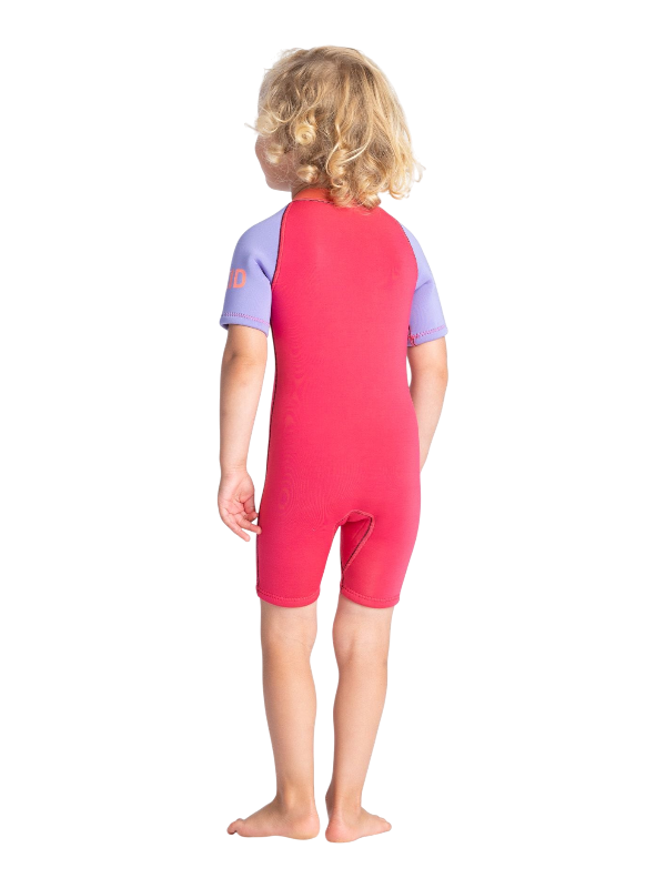 C-Skins Toddler C-Kid Front Zip Shorty - Coral/Lilac/Bright Coral