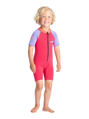 C-Skins Toddler C-Kid Front Zip Shorty - Coral/Lilac/Bright Coral