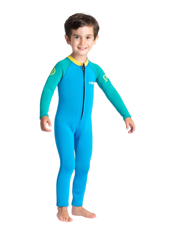C-Skins Toddler C-Kid Front Zip Wetsuit - Cyan/Green/Aurora Yellow