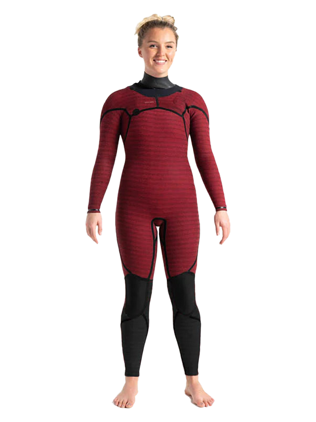 C-Skins Womens ReWired 5/4 Chest Zip Wetsuit - Raven Black/Crimson