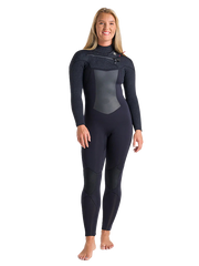 C-Skins Womens ReWired 5/4 Chest Zip Wetsuit - Raven Black/Crimson