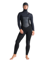 C-Skins Womens ReWired 6/5 Hooded Wetsuit - Black X Shade/ Crimson