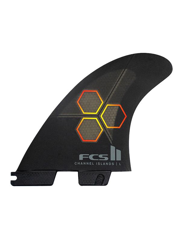 FCS 2 Channel Islands PC Reactor Tri Quad Fins - Black/Flame