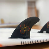 FCS 2 Channel Islands PC Reactor Tri Quad Fins - Black/Flame