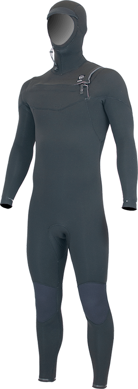 Alder Mens EVO Fire MX Hooded 6/4 Chest Zip Wetsuit - Black