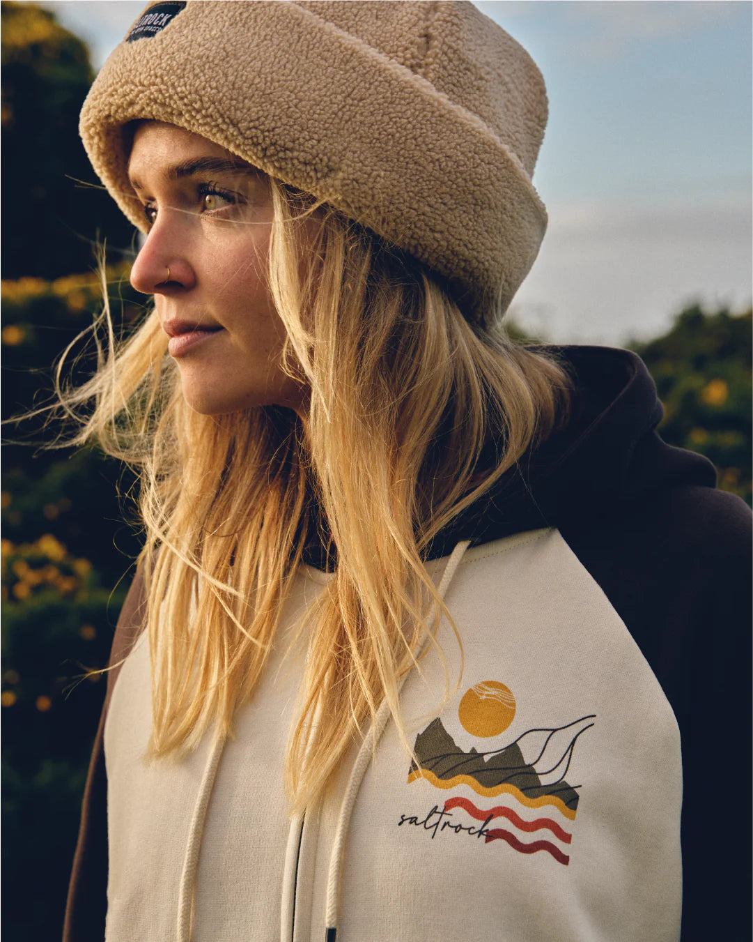 Saltrock Winter Poster Zipped Hoodie Cream troggs