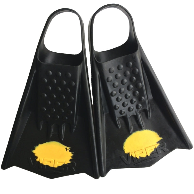 Mike Stewart MS Viper Bodyboard Fins - Black/Yellow-Bodyboarding-troggs.com
