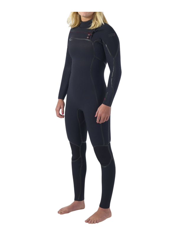 O'Neill Womens Hyperfreak Fire 5/4+ Chest Zip Winter Wetsuit - Black