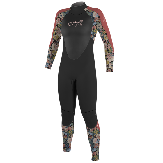 O'Neill Girls Epic 5/4 Wetsuit - Black/Twiggy/Tea Rose-Kids Wetsuits-troggs.com