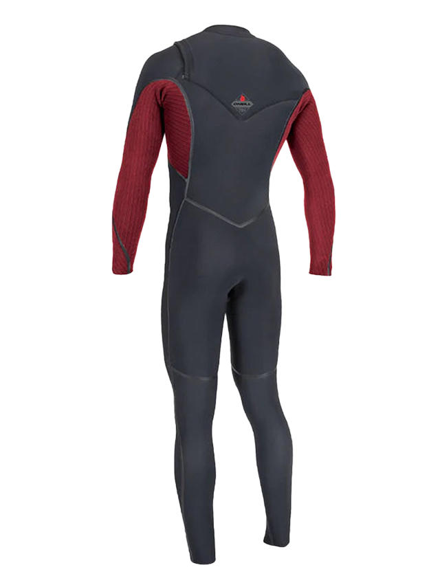 O'Neill Mens Hyperfreak Fire 5/4+ Chest Zip Wetsuit - Black/ DKRed