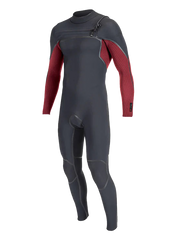 O'Neill Mens Hyperfreak Fire 5/4+ Chest Zip Wetsuit - Black/ DKRed