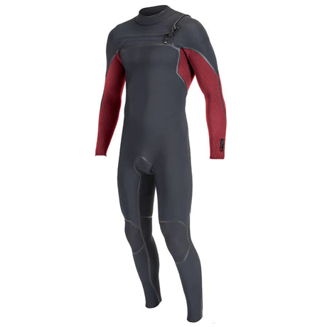 O'Neill Mens Hyperfreak Fire 5/4+ Chest Zip Wetsuit - Black/ DKRed-Mens Wetsuits-troggs.com