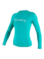 O'Neill Womens Basic Skins L/S Rash Vest - Light Aqua