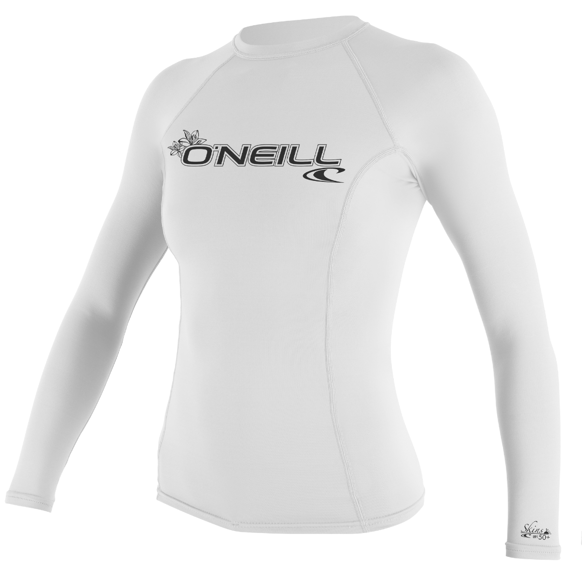 O'Neill Womens Basic Skins L/S Rash Vest - White-Rash Vests & Thermal Vests-troggs.com