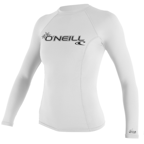 O'Neill Womens Basic Skins L/S Rash Vest - White-Rash Vests & Thermal Vests-troggs.com