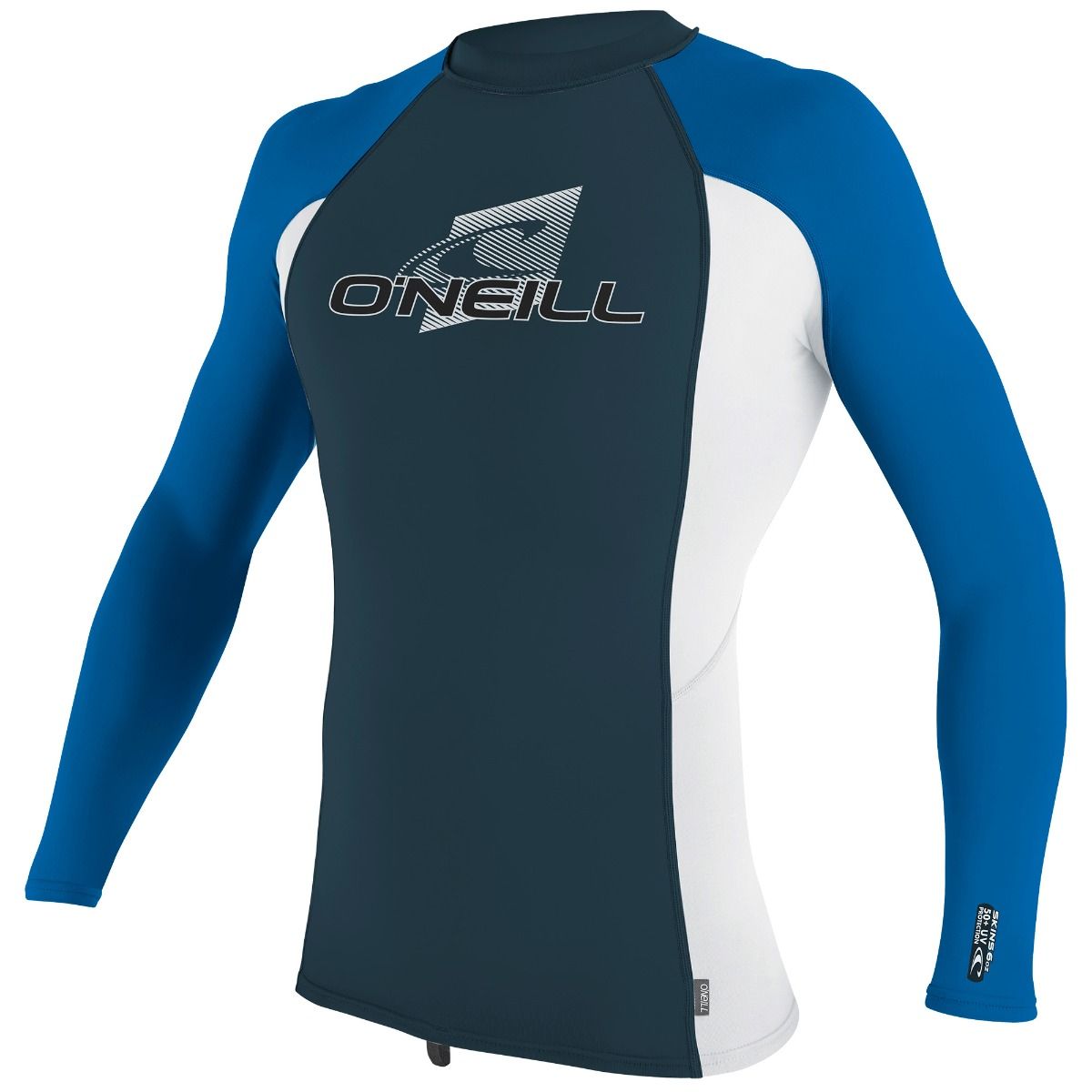 O'Neill Youth Premium Skins L/S Rash Vest - Cadet Blue/White/Ocean-Rash Vests & Thermal Vests-troggs.com
