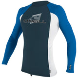 O'Neill Youth Premium Skins L/S Rash Vest - Cadet Blue/White/Ocean-Rash Vests & Thermal Vests-troggs.com