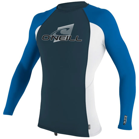 O'Neill Youth Premium Skins L/S Rash Vest - Cadet Blue/White/Ocean-Rash Vests & Thermal Vests-troggs.com