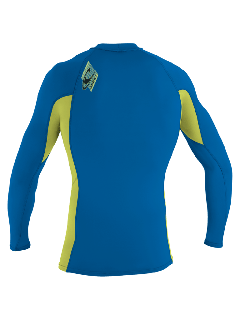 O'Neill Youth Premium Skins L/S Rash Vest - Ocean/Electric Blue/Lime