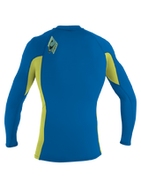 O'Neill Youth Premium Skins L/S Rash Vest - Ocean/Electric Blue/Lime