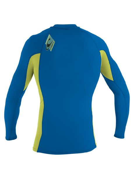 O'Neill Youth Premium Skins L/S Rash Vest - Ocean/Electric Blue/Lime-Rash Vests & Thermal Vests-troggs.com