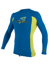O'Neill Youth Premium Skins L/S Rash Vest - Ocean/Electric Blue/Lime