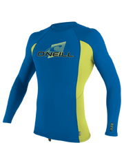 O'Neill Youth Premium Skins L/S Rash Vest - Ocean/Electric Blue/Lime