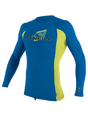 O'Neill Youth Premium Skins L/S Rash Vest - Ocean/Electric Blue/Lime-Rash Vests & Thermal Vests-troggs.com