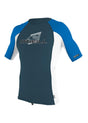 O'Neill Youth Premium Skins S/S Rash Vest - Cadet Blue/White/Ocean-Rash Vests & Thermal Vests-troggs.com
